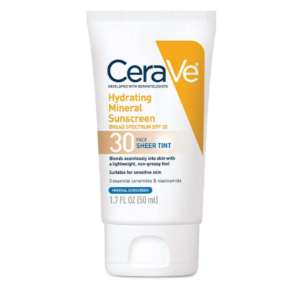 CeraVe Hydrating Mineral Sunscreen SPF 30 Face Sheer Tint
